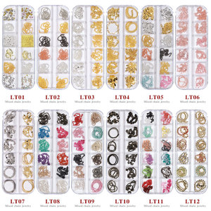TSZS Nouvelle Arrivée Boîte de Breloques Mixtes pour Ongles, Chaînes Métalliques Dorées et Argentées, Petites Chaînes pour DIY Nail Art, Décorations de Bijoux pour Manucure - Product Image 5