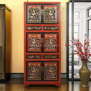 עץ מלא משובח ארון עץ מלא ארון עץ ארון תצוגה גבוהה עם דלת זכוכית ארון מגירה - Product Image 2