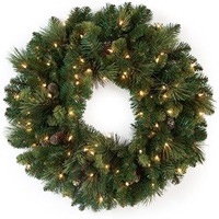 Couronne de baies rouges artificielles pré-éclairées avec lumières, prix d'usine, vente en gros, à suspendre pour Noël, décoration de porte d'entrée, Adornos Navidenos
