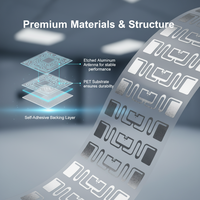 Étiquette RFID passive étanche pour vêtements, autocollant UHF ISO 18000-6C 70x17mm, puce Alien H9, étiquette RFID en stock pour étiquettes volantes de vêtements