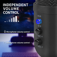 Microphone d'enregistrement de studio à condensateur filaire USB RVB pour les jeux et la diffusion YouTube Construction en métal durable