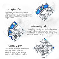 Collier Pentagramme Pentacle Merryshine avec Opale Bleue, Bijou Pagan Wiccan pour Femme