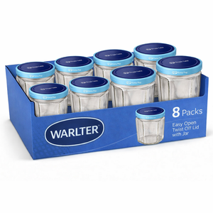 Couvercle de mise en conserve 82 mm à ouverture facile par torsion, avec ensemble de bocaux en verre (lot de <span class=keywords><strong>8</strong></span>) hexagonaux de qualité alimentaire, OEM ODM <span class=keywords><strong>pour</strong></span> sauce chili, miel, confiture - Product Image 1