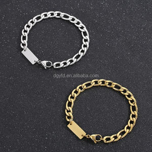 Vente en gros Bracelet chaîne <span class=keywords><strong>gourmette</strong></span> gravée personnalisée pour hommes et femmes Chaîne cubaine en acier inoxydable Bracelets bijoux personnalisés - Product Image 2