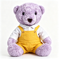 Ours en peluche personnalisé en coton PP, jouet ours violet de dessin animé avec tenue assortie, décoration, cadeau pour enfants