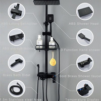 Système de douche chaud/froid mural intelligent avec affichage LED numérique, ensemble de douche thermostatique à effet pluie et douchette à main