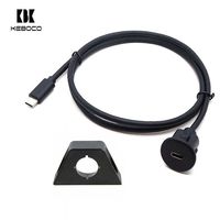 Kabel Flush Mount Tipe C 3.0 Female ke USB C 3.0 Male Panel Mount dengan Pelindung Jalinan PVC untuk Truk Kapal