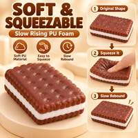 Jouet Squishy en PU à Remontée Lente, Forme Biscuit Sandwich, Couleurs Assorties, Doux à Presser, Anti-Stress, Boîte de 12 Pièces, Vente en Gros