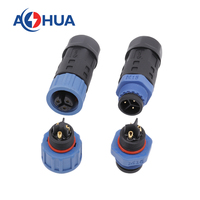 Konektor Luar Ruangan AHUA Male to Female M15 2 Pin Tahan Air IP68 untuk Catu Daya 10A 1.5 1.0 Kabel