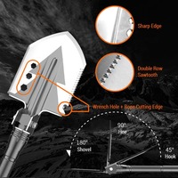 Pelle pliante de camping avec hache de survie, ensemble d'outils multifonctions portables pour la randonnée en plein air