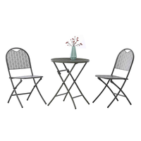 Ensemble de table et 2+1 chaises de jardin en acier durable au design moderne pour parc, patio, cour, hôtel, salon