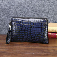 Pochette de Soirée Grande Taille en Cuir de Crocodile pour Hommes Très Vendue, Luxe Décontracté, Personnalisable, en Cuir de Vachette avec Logo, Fermeture Éclair Anti-Vol