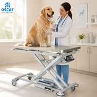 Table d'opération électrique vétérinaire OSCAT pour chiens, hauteur réglable, commande par pédale, mobile, intérieur/extérieur, 304