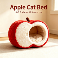 Lit pour chat en forme de pomme personnalisé, coussin intérieur amovible et lavable, lit-caverne chaud pour animaux de compagnie, universel quatre saisons, accessoires pour animaux de compagnie