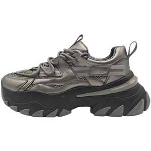 Biểu Tượng Tùy Chỉnh Nam Giản Dị Nền Tảng Sneakers 2023 Xu Hướng Thời Trang Da + Lưới Ren Người Đàn Ông Chunky Sneakers - Product Image 5