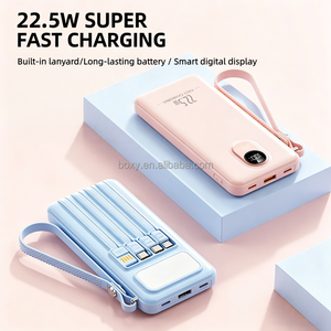 Nouvelle batterie externe portable avec logo personnalisé, charge rapide bidirectionnelle Type-C 22,5 W, double USB, 20000 mAh, 4 câbles intégrés - Product Image 6