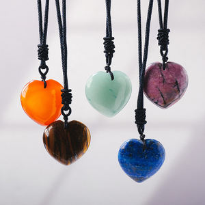 Gros cristal naturel pendentif guérison coeur quartz collier amour pierres précieuses pendentif - Product Image 4