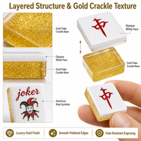 Tuiles de Mahjong Américain en Acrylique Doré Usinées CNC sur Mesure, Ensemble de 160 Pièces, Jokers et Fleurs, Logo OEM Imprimé, Livraison Rapide