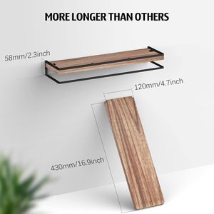 Étagères flottantes Meangood à fixer au mur, lot <span class=keywords><strong>de</strong></span> 2, design moderne rustique, 2,3 pouces d'épaisseur, <span class=keywords><strong>rangement</strong></span> pour la salle <span class=keywords><strong>de</strong></span> bain, la <span class=keywords><strong>douche</strong></span>, la chambre à coucher, le salon - Product Image 3