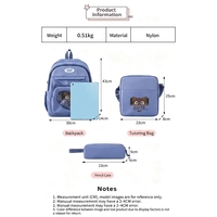 Sac à dos scolaire 3-en-1 durable, léger, imperméable en nylon respirant avec sangles réglables et trousse à crayons intégrée