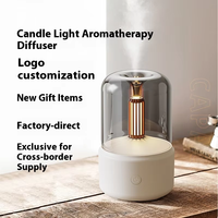 Diffuseur d'huiles essentielles à la lumière des bougies, humidificateur d'air portable, générateur de brume fraîche, veilleuse LED, ultrasonique