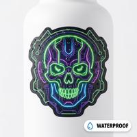Pegatinas de Robot Cyberpunk de Neón Duraderas, Pegatinas de Vinilo Personalizadas con Corte a Troquel, Calcomanías con Logotipo de Videojuegos para Decoración de Laptop y Patineta