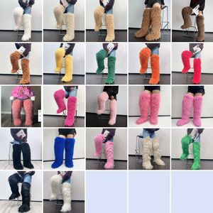 Bottes longues ultra-hautes au-dessus du genou en fausse fourrure de laine mongole, chaudes, doublées de peluche, à plateforme, pour l'extérieur, mignonnes pour filles - Product Image 4
