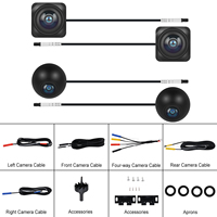 Podofo 360 Caméra Panoramique 1080P Image Couleur 2D/3D Vue Gauche Droite Avant Arrière Caméras pour Autoradio Électronique Étanche