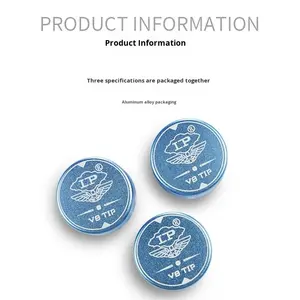 V8カスタムロゴ入り耐久性のあるレザーチップビリヤードキューアクセサリー-シングルレイヤー小型スヌーカースペシャルチップ14mm/10mm 1/2ロッドボックス - Product Image 4