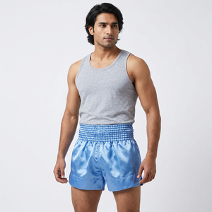 Manufacturer Wholesale Unisex High Street Muay Thai Shorts Double Layer Soft Feel 100% <b>Polyester</b> Solid Customizable for Men - Product Image 1