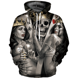 Felpe <span class=keywords><strong>con</strong></span> cappuccio personalizzate all'ingrosso <span class=keywords><strong>con</strong></span> stampa a sublimazione <span class=keywords><strong>teschio</strong></span> <span class=keywords><strong>con</strong></span> cappuccio per la stagione primaverile - Product Image 6