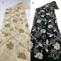 Nouveau tissu brodé en velours tricoté croisé enduit de PVC pour robes et textiles de maison avec broderie de perles et de paillettes