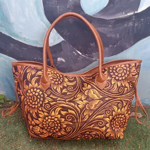 Tooled Leather Flower AZTEC Cheetah Leopard Handbags Animal Print Tote Purses and Handbags For Women DMA61753