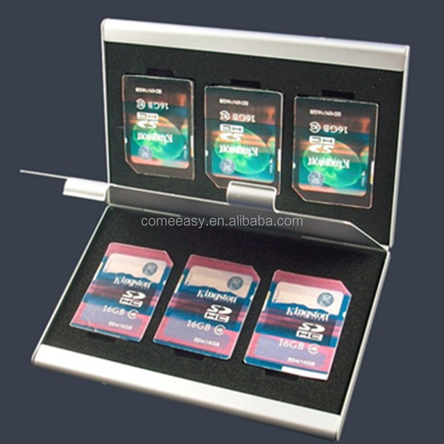 Metal Silver Color Aluminum Micro SD TF Memory Card Storage Box Protecter Case Holder 6sd