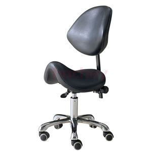 Taburete Redondo Giratorio Elevador de Fábrica <span class=keywords><strong>Hochey</strong></span>, Taburete Móvil de PU Negro para Médico, Taburete Redondo para Salón de Belleza con Respaldo - Product Image 2