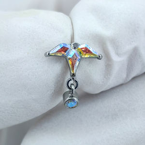 Calendo Fashion Wholesale Piercing Titanium Jewlery with High Quality ASTM F136 Titanium Threadless Kite CZ Cluster Tops - Product Image 3