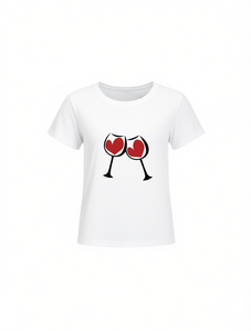 T-Shirt da Donna a Maniche Corte con Collo Tondo e Stampa Cuore per San Valentino, Abbigliamento Casual da Strada, 100% Cotone Jersey, Primavera Estate - Product Image 1