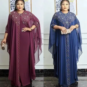 Afrikaanse Gewaad Jurk Parel Chiffon Moslim Abaya 2022 Nieuwe Islamitische Kleding Voor Vrouwen Kaftan Femme Musulman Luxe Kaftan Plus Size