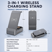 Nouveau support de charge sans fil tout-en-un en PVC compatible avec les téléphones et les montres connectées ; puissance de sortie 72W, ports USB-C/USB-A