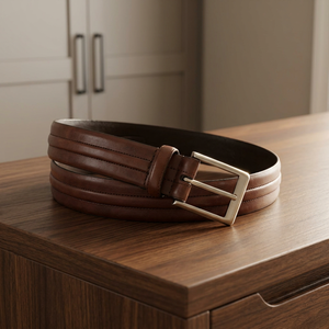 BS INTERNATIONAL Handmade Fashionable Genuine Cow Hide <b>Belts</b> Brown Color Eco-Friendly Sustainable Men's <b>Vintage</b> Rectangular - Product Image 1