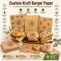 Hojas de Papel para Hamburguesas Impresas Personalizadas, Resistentes a la Grasa, de 10x10, 12x12, 15x15 Pulgadas, para Restaurantes, Cafeterías, Compradores de Comida para Llevar