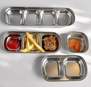 Plato para Salsas de Acero Inoxidable 304 al por Mayor, con 1/2/3/4 Compartimentos, Tazón para Salsas para Restaurantes de Barbacoa Coreana - Product Image 2