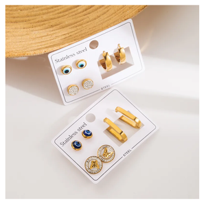 Style classique coeur pendentif en acier inoxydable plaqué or haute qualité titane acier réglable femmes mode boucles d'oreilles - Product Image 2