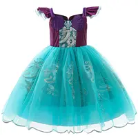 Robe de princesse sirène Ariel pour filles, Costume fantaisie d'halloween, vêtements de fête d'anniversaire de carnaval pour enfants