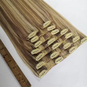 Extensões de cabelo, dobro desenhado de fábrica raw virgin natural remy invisível sem costura clipe em 100% extensões de cabelo humano com cutícula atacado