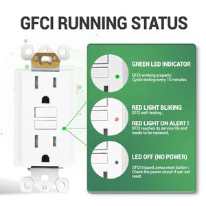 Prise de courant GFCI standard américaine 15A, prise murale standard américaine, prise GFCI <span class=keywords><strong>simple</strong></span> 15A 125V avec <span class=keywords><strong>plaque</strong></span> - Product Image 6