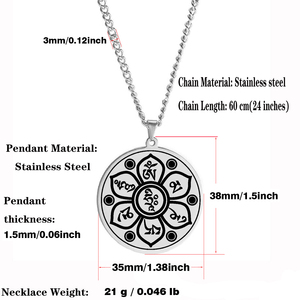 Colar de Pingente de Aço Inoxidável com Amuleto da Sorte, Mantra de Seis Caracteres Budistas, em Aço Titânio, Moderno e com Personalidade - Product Image 3