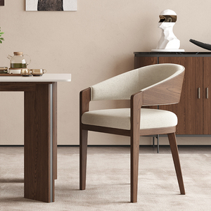 JP nuevo estilo Silla de comedor de madera maciza roble/Fresno moderno tapizado Silla de brazo SILLA DE Hotel para restaurante madera cuero - Product Image 5