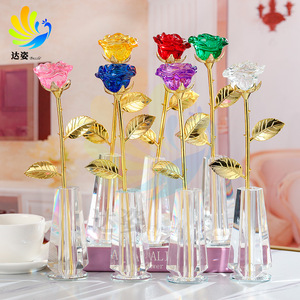 คริสตัลโรสออร์นาเมนต์รูปทรงแปดเหลี่ยมสีสันสดใสตกแต่งบ้านของขวัญสำหรับคู่รักแฟนภรรยาวันเกิดคริสตัลหัตถกรรม - Product Image 1