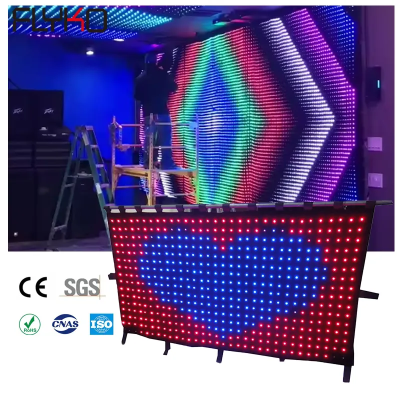 Pantalla LED P5 de 3x6m, espectáculo a todo color de alta resolución en cortina de video led suave, pantalla de efecto de escenario, decoración de fondo